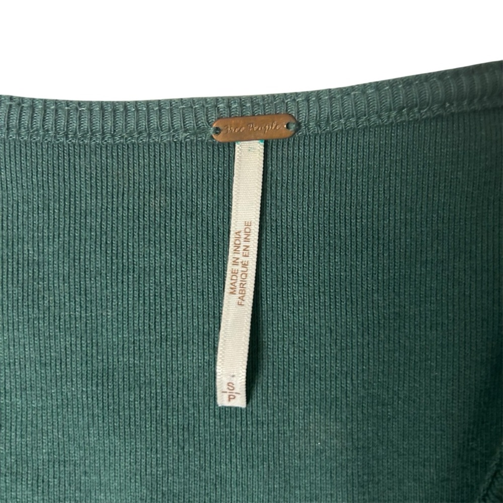 Free People Teal Long Sleeve Crop Top with Ring Detail - Picture 7 of 7